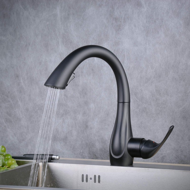 Beelee Kitchen Sink Faucets with 360 Â° Rotation Pull Out Swivel Spout,Single Handle Mixer Kitchen Faucets with 2-Function Sprayer, Black,BLSS1749B - Image 4